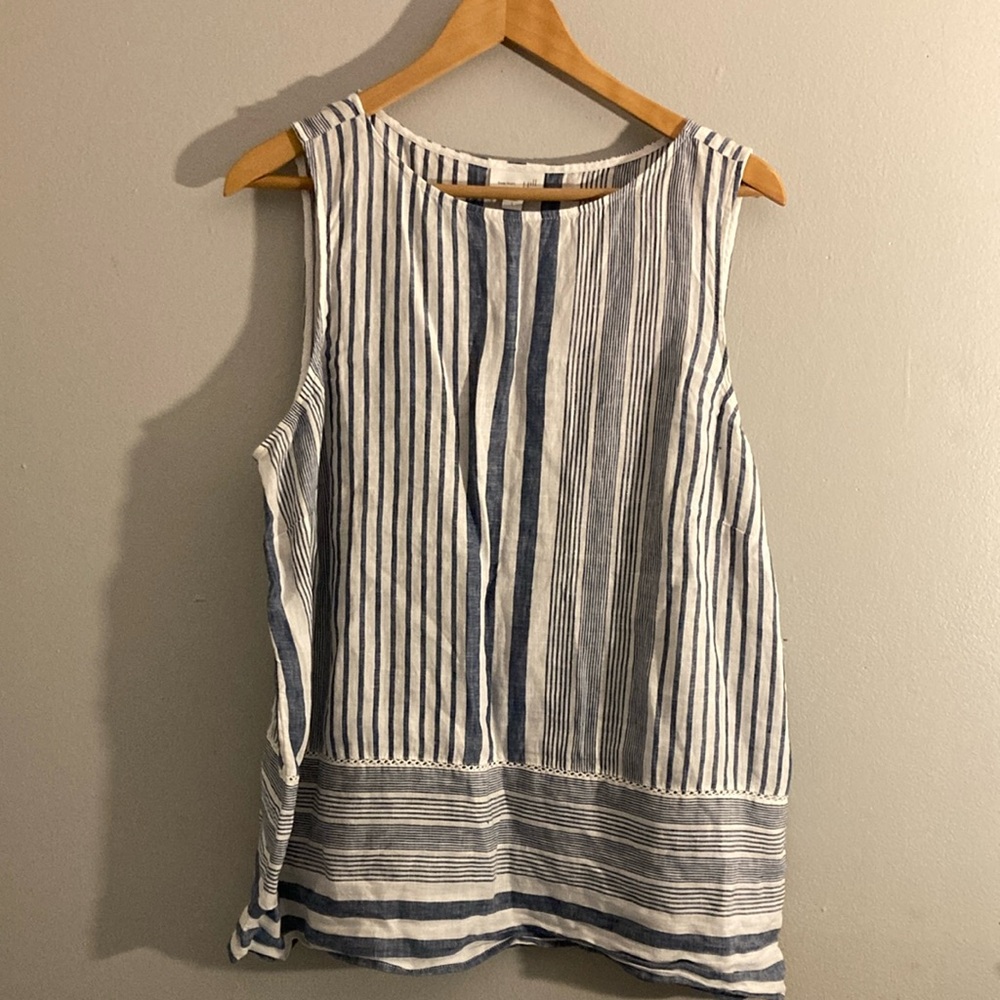 J. Jill White and Blue striped Tank Top